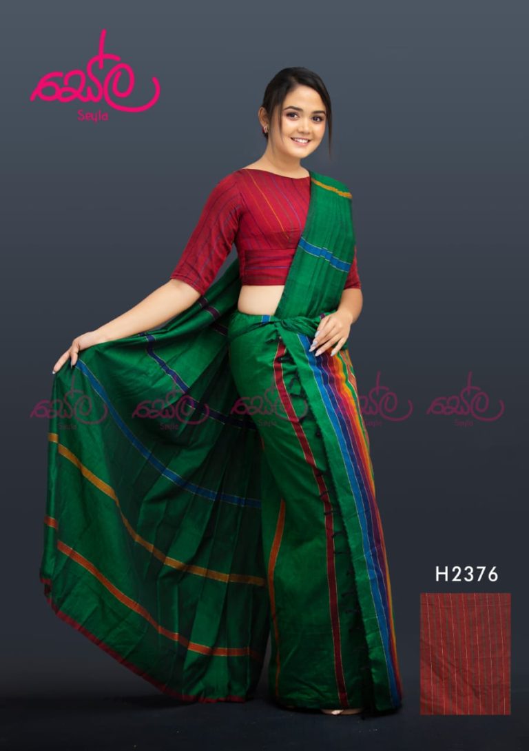 GREEN AND RED COLORED HANDLOOM SAREE