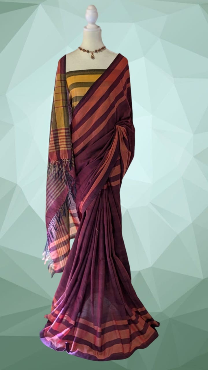 Cotton Polyester Mixed Handloom Saree
