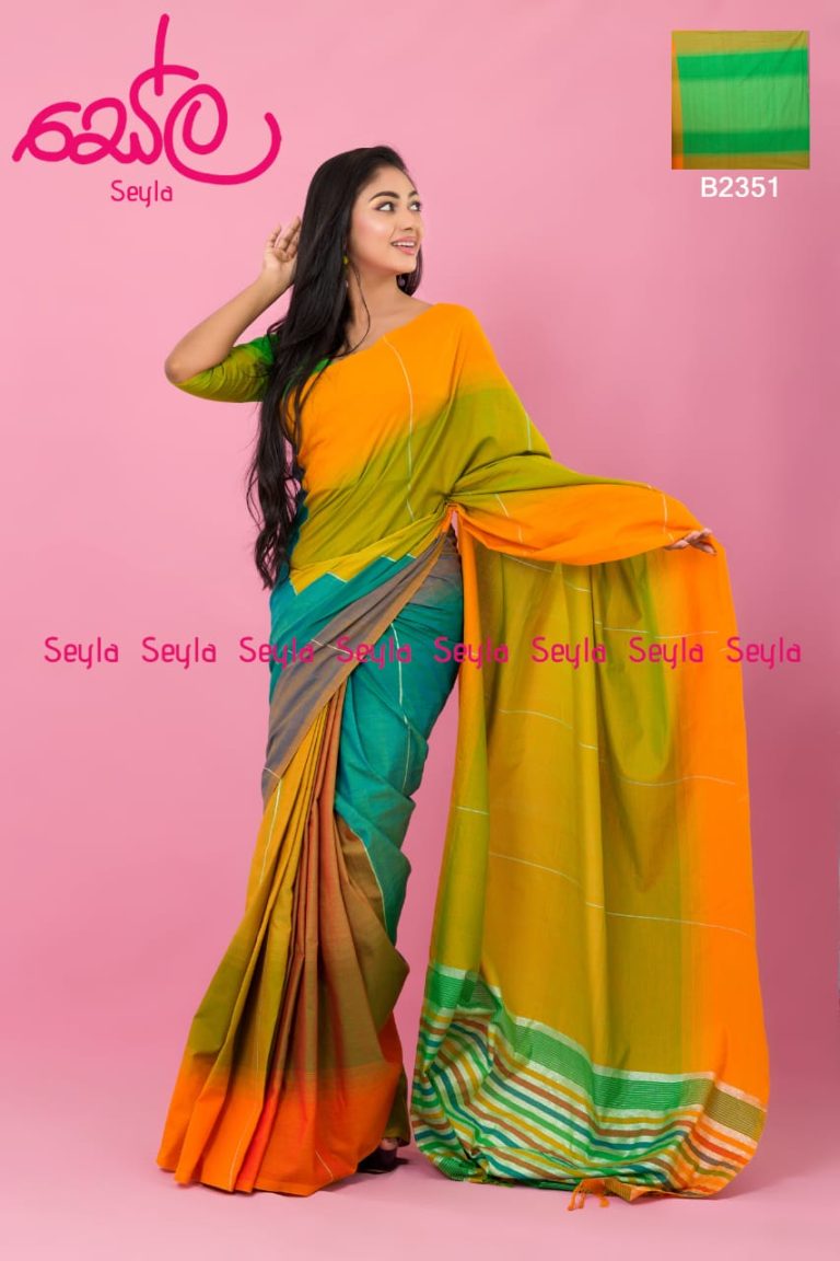 GREEN AND ORANGE HANDLOOM SAREE