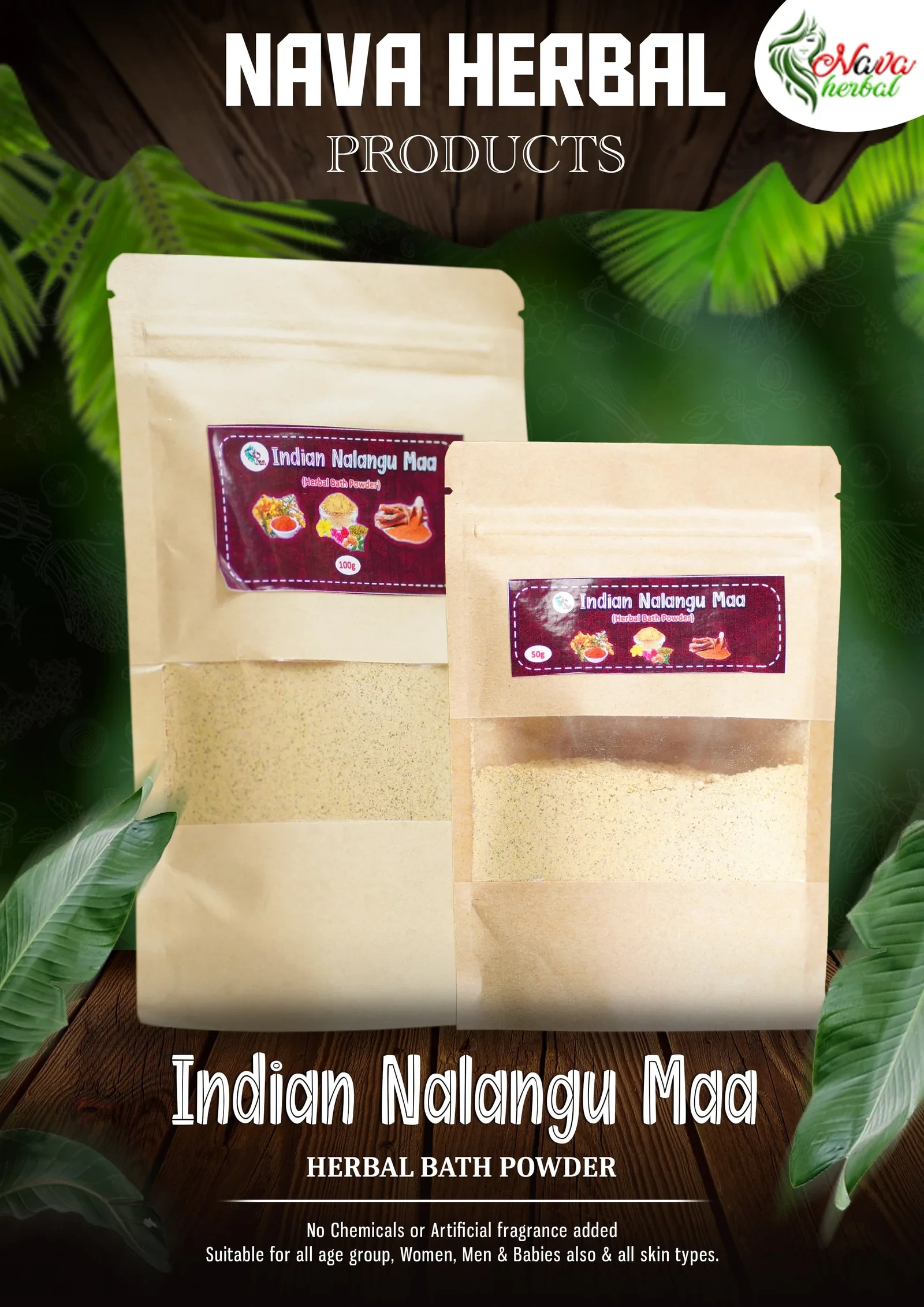 Nava Herbal Nalangu Ma Face Pack – Natural Herbal Skin Cleansing & Nourishing Mask