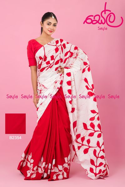 RED AND WHITE BATIK SAREE