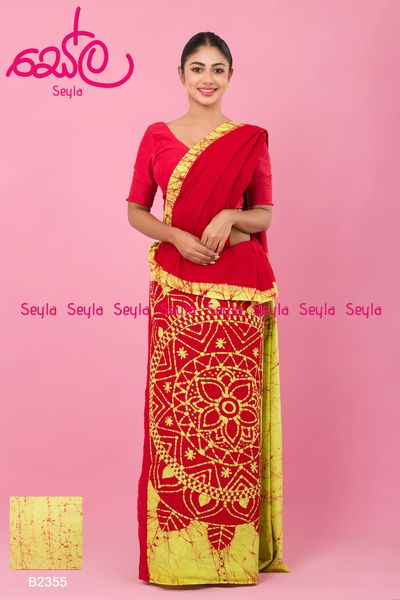 RUBY RED AND YELLOW BATIK SAREE