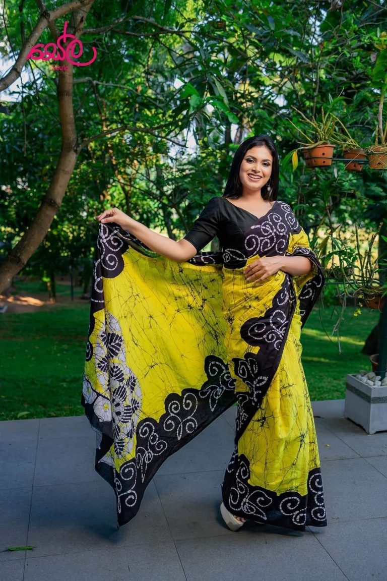 YELLOW AND BLACK BATIK SAREE