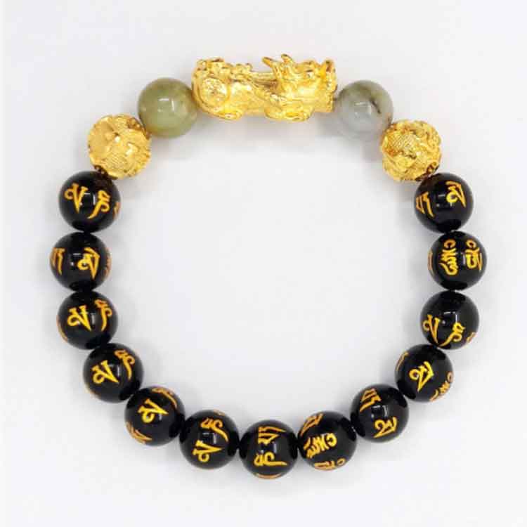 FENG SHUI JADE & BLACK OBSIDIAN WEALTH BRACELET