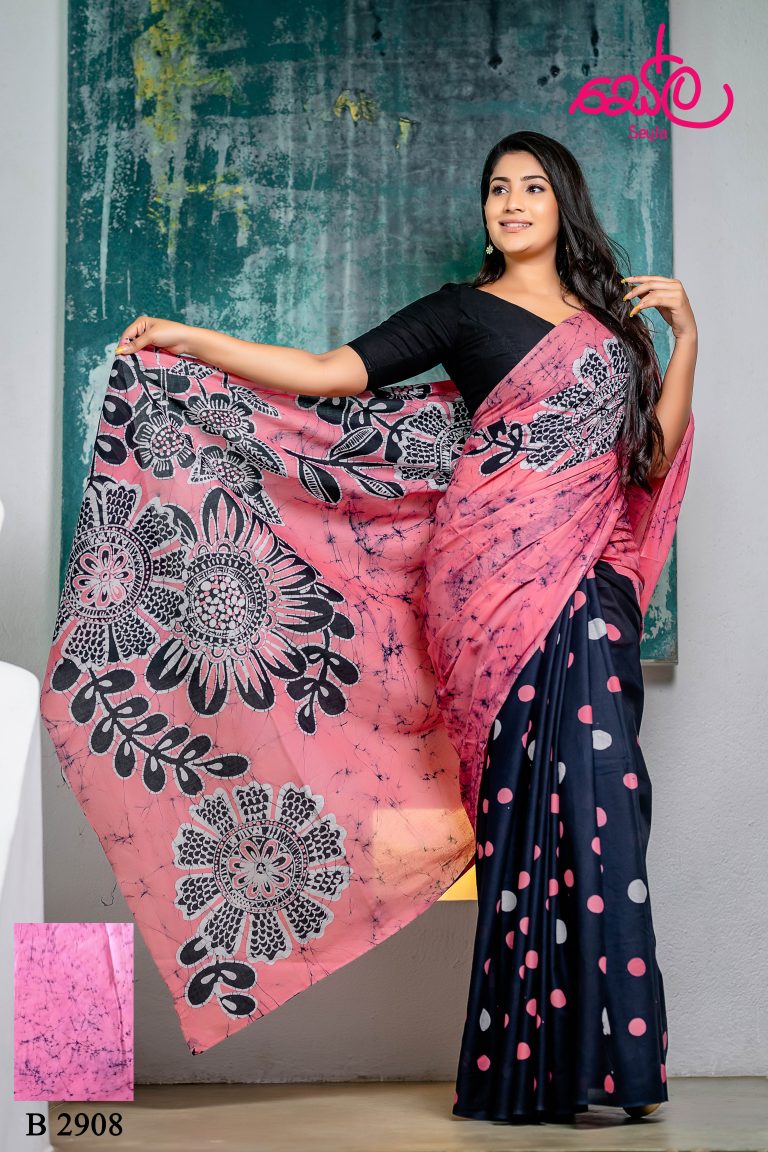 PINK AND BLACK COLOR BATIK SAREE B 2908