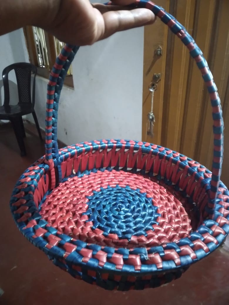 Handwoven Palm Leaf Round Storage Basket (10" x 3")