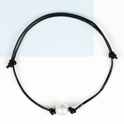 Adjustable Black Wax Rope Pearl Anklets Bracelets For Women