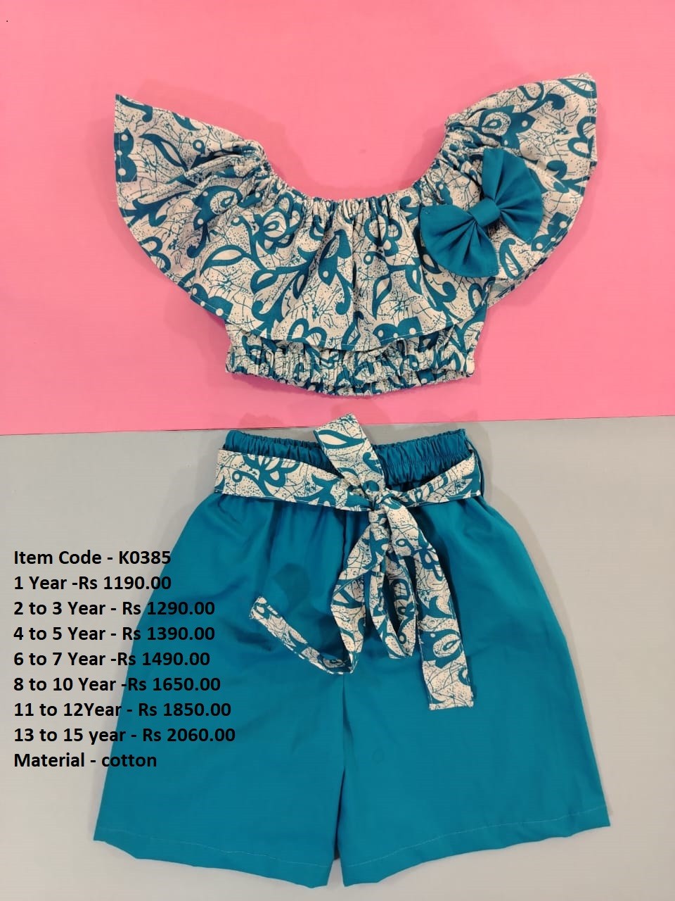 Kids Cotton Top and short (K385)