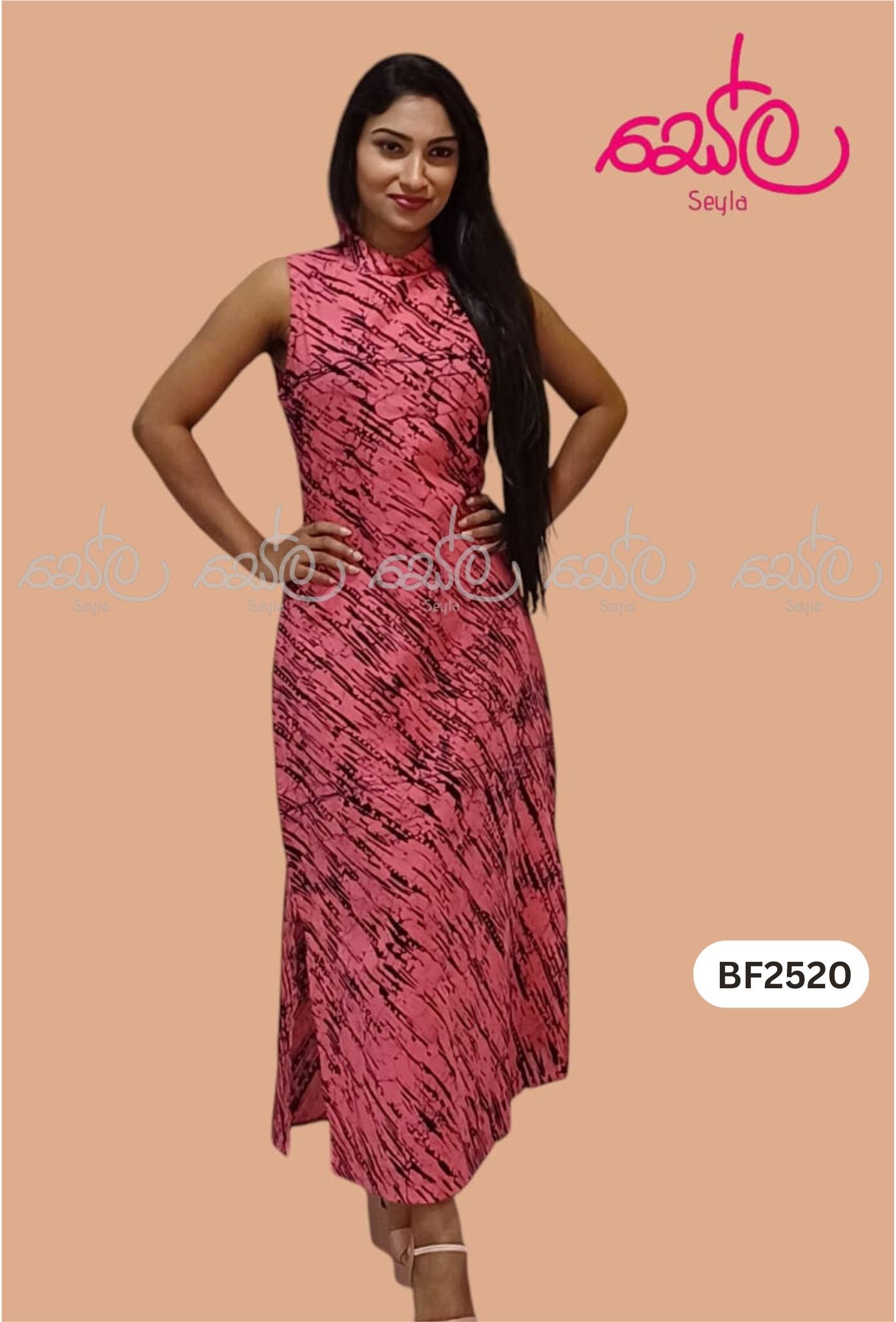 Pink and Black Colored Batik Dress – BF2520