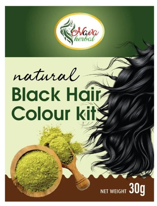 Nava Herbal 100% Plant-Based Black Hair Colour Kit
