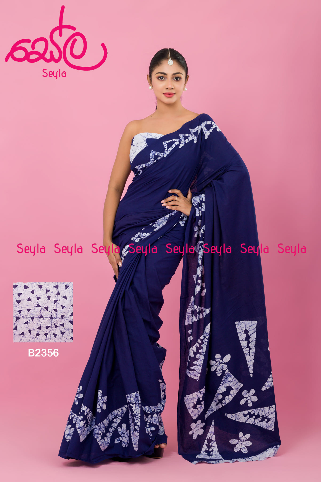 BLUE AND WHITE BATIK SAREE