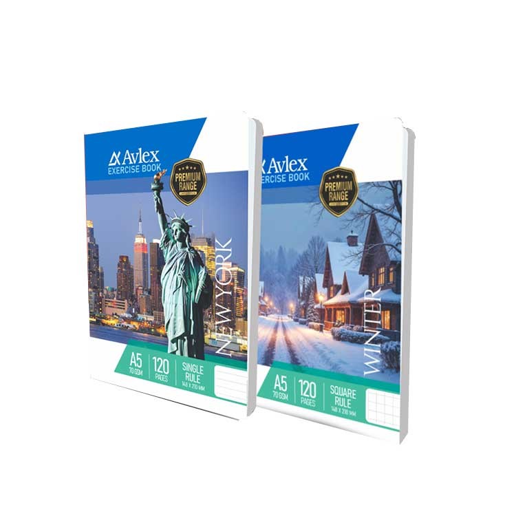 Avlex A5 Exercise Books – Premium Range 70gsm | Square Rule (80–200 Pages)