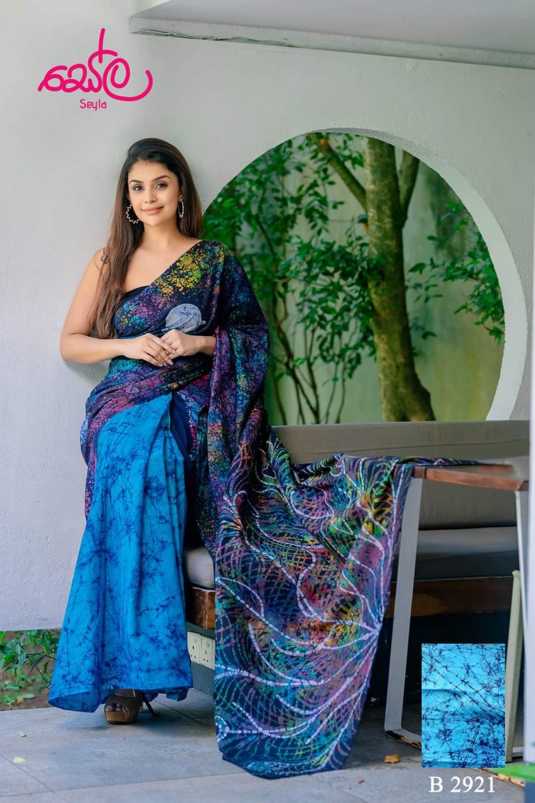 BLUE AND MULTI COLORED BATIK SAREE B2921