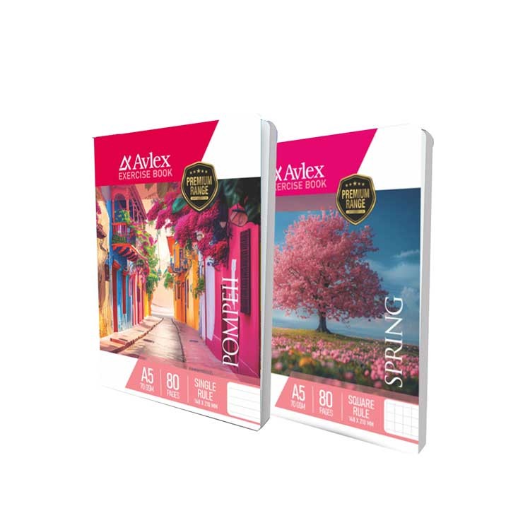 Avlex A5 Exercise Books – Economy Range 60gsm | Square Rule (80–200 Pages)