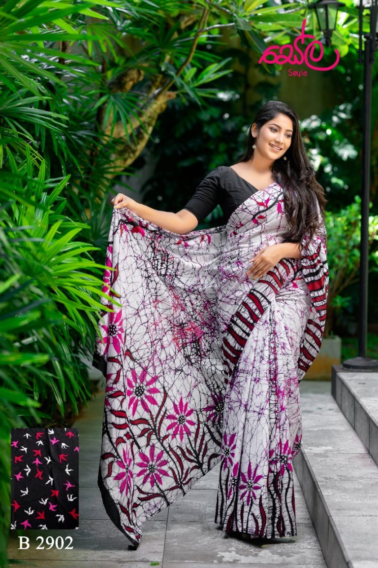 PINK AND WHITE COLORED BATIK SAREE B2902