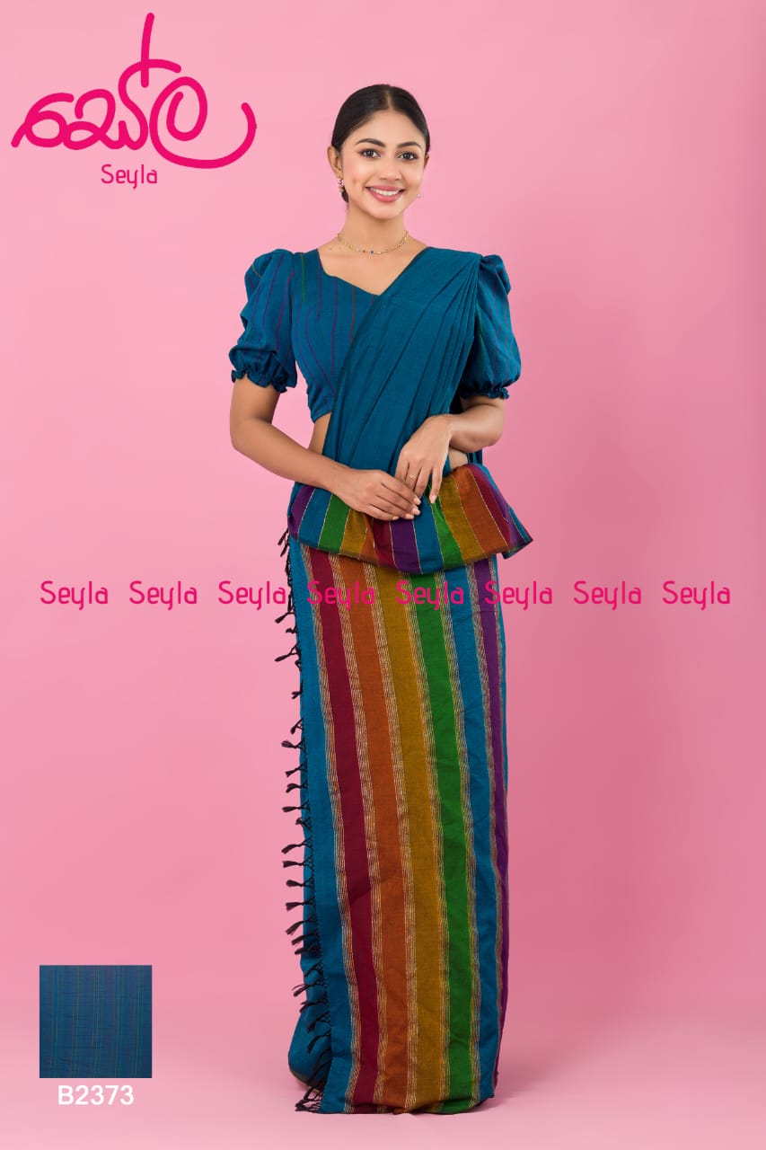 BLUE AND MULTICOLORED HANDLOOM SAREE