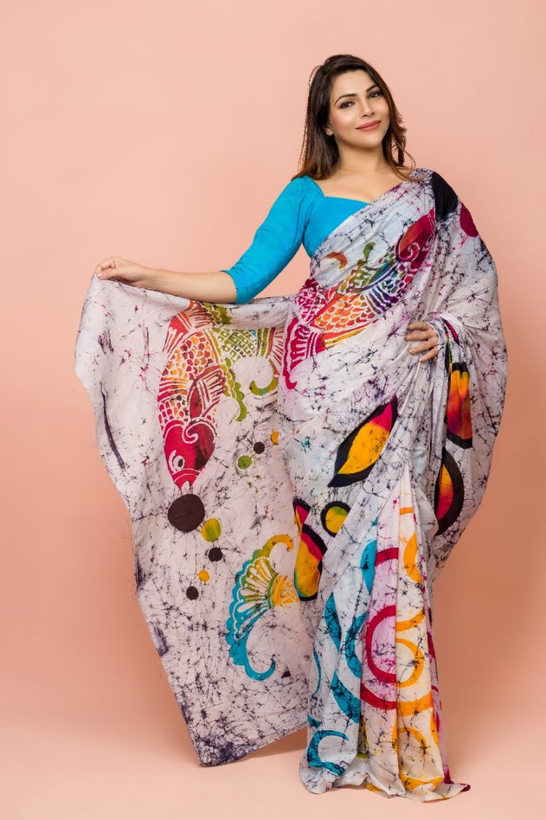 MULTICOLORED HANDCRAFTED BATIK SAREE B2502