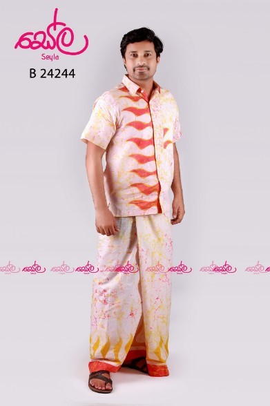 White and Red Batik Shirt B24244