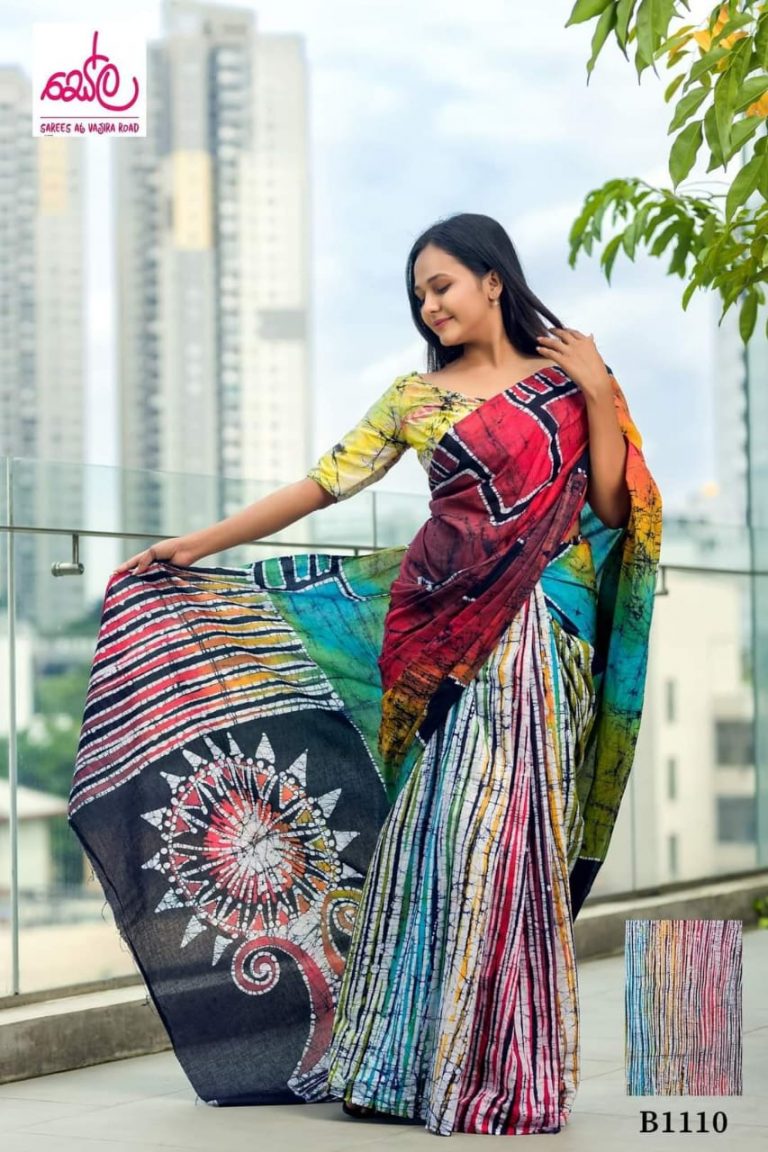 MULTI COLORED HANDCRAFTED BATIK SAREE B1110