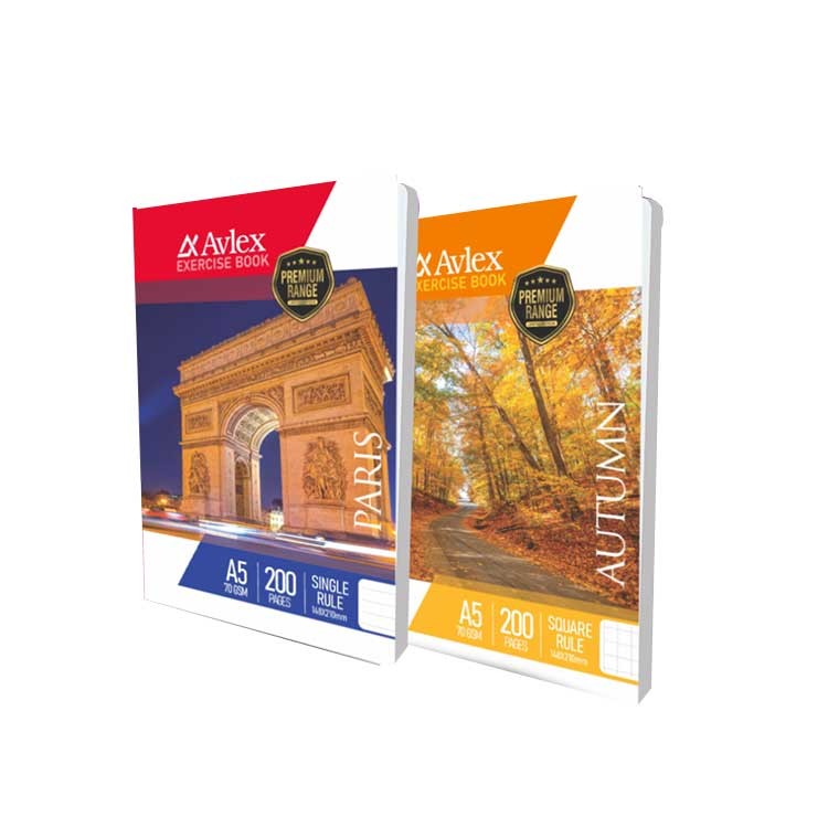 Avlex A4 Exercise Books – Premium Range 70gsm | Square Rule (80–200 Pages)