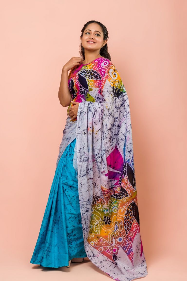 MULTICOLORED HANDRAFCTED BATIK SAREE B2517