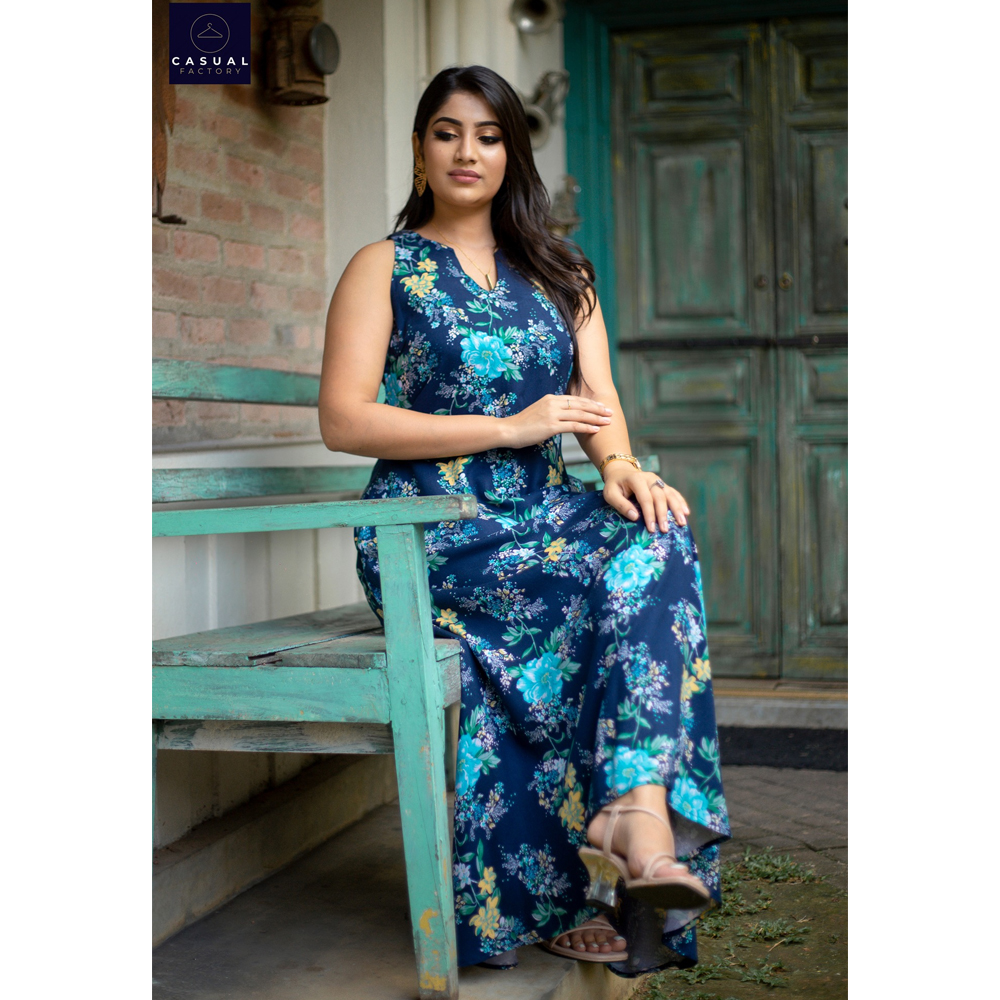 View Blue Floral Maxi Dress  CF 100159BF image