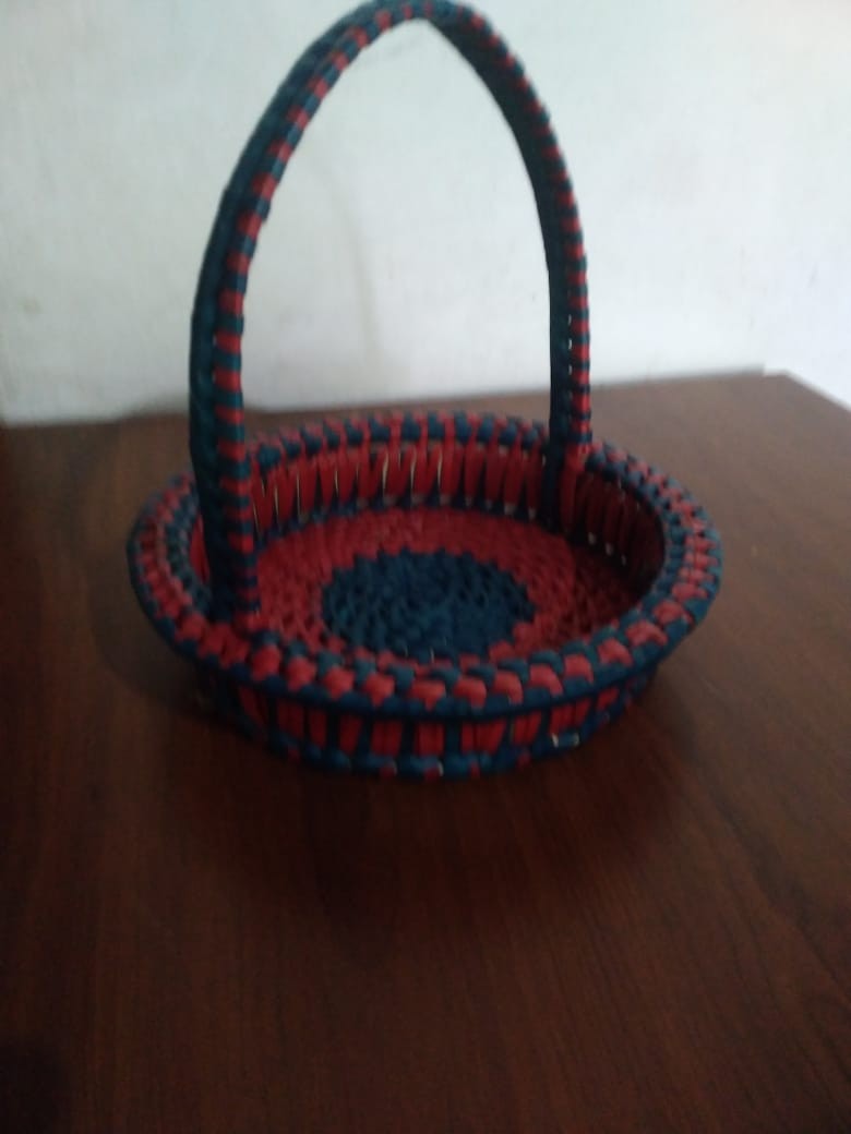 View Handwoven Palm Leaf Round Storage Basket (10" x 3") image