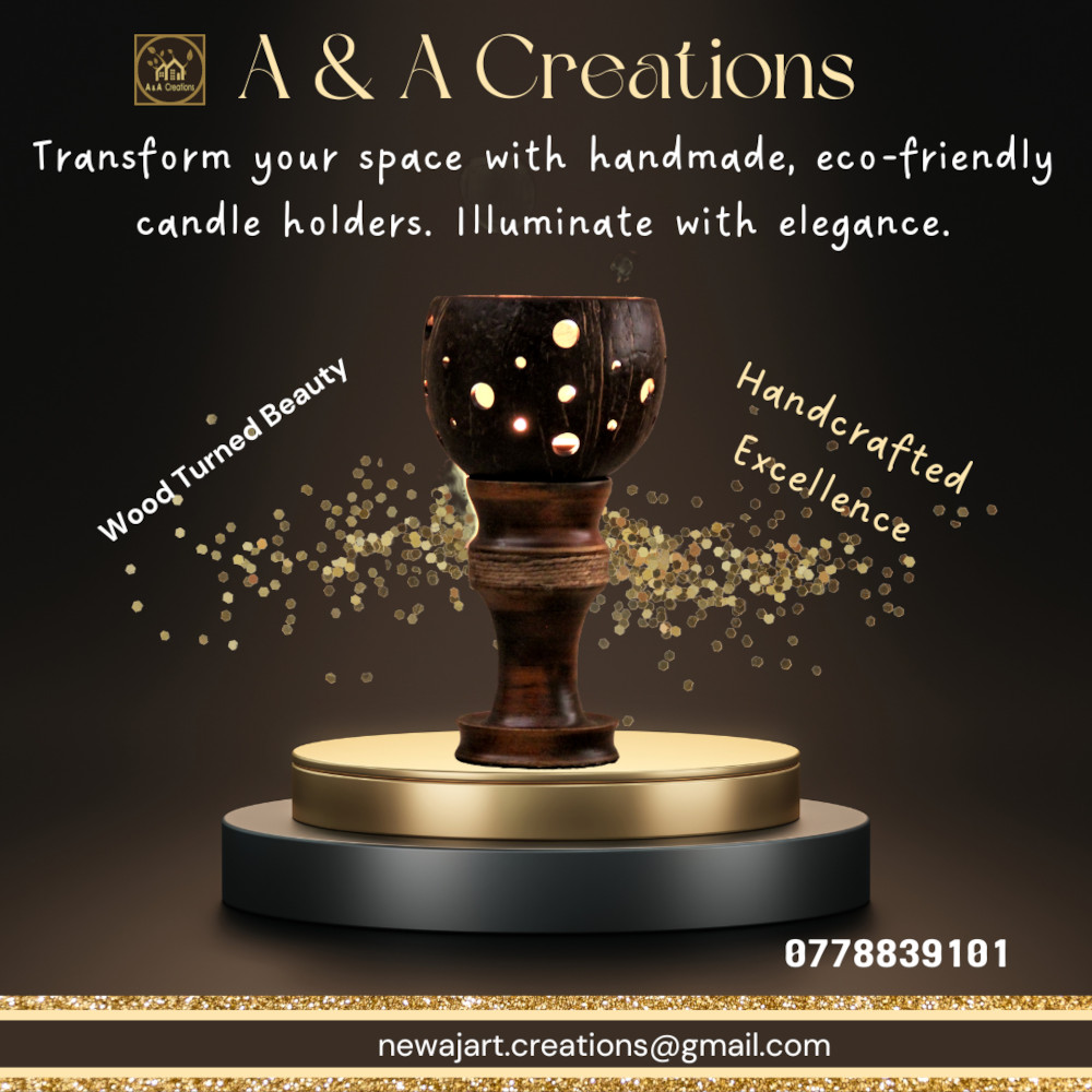 Wooden Candle Holder with Coconut Shell: A Unique Traditional Centerpiece from Sri Lanka