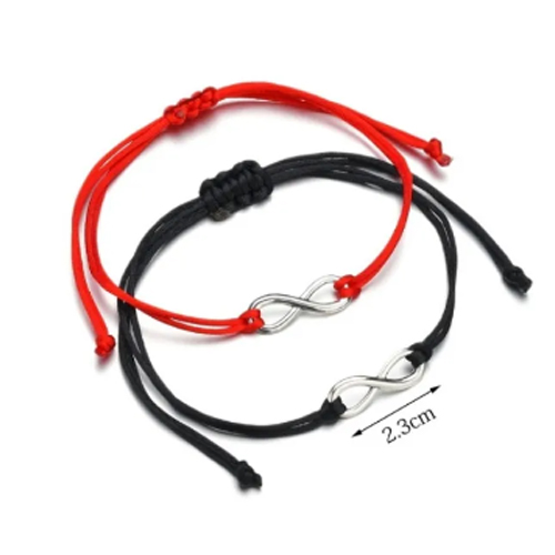 View Handmade Adjustable Black Rope Infinity Charm Bracelet For Women Men Best Gift Jewelry Couple Bracelets Friendship Bracelets image