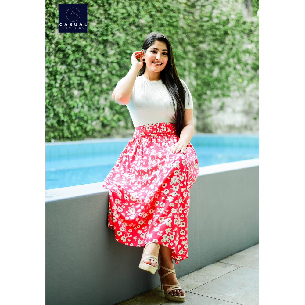 View Red Floral Skirt CF 10035 image