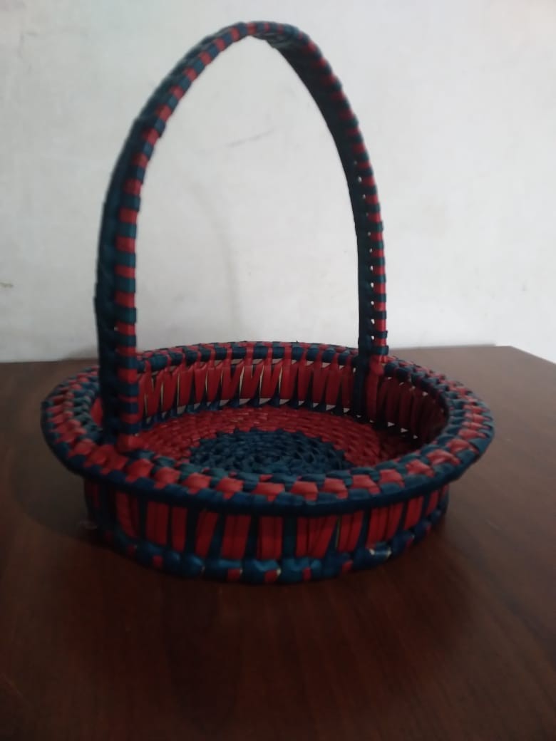 View Handwoven Palm Leaf Round Storage Basket (10" x 3") image