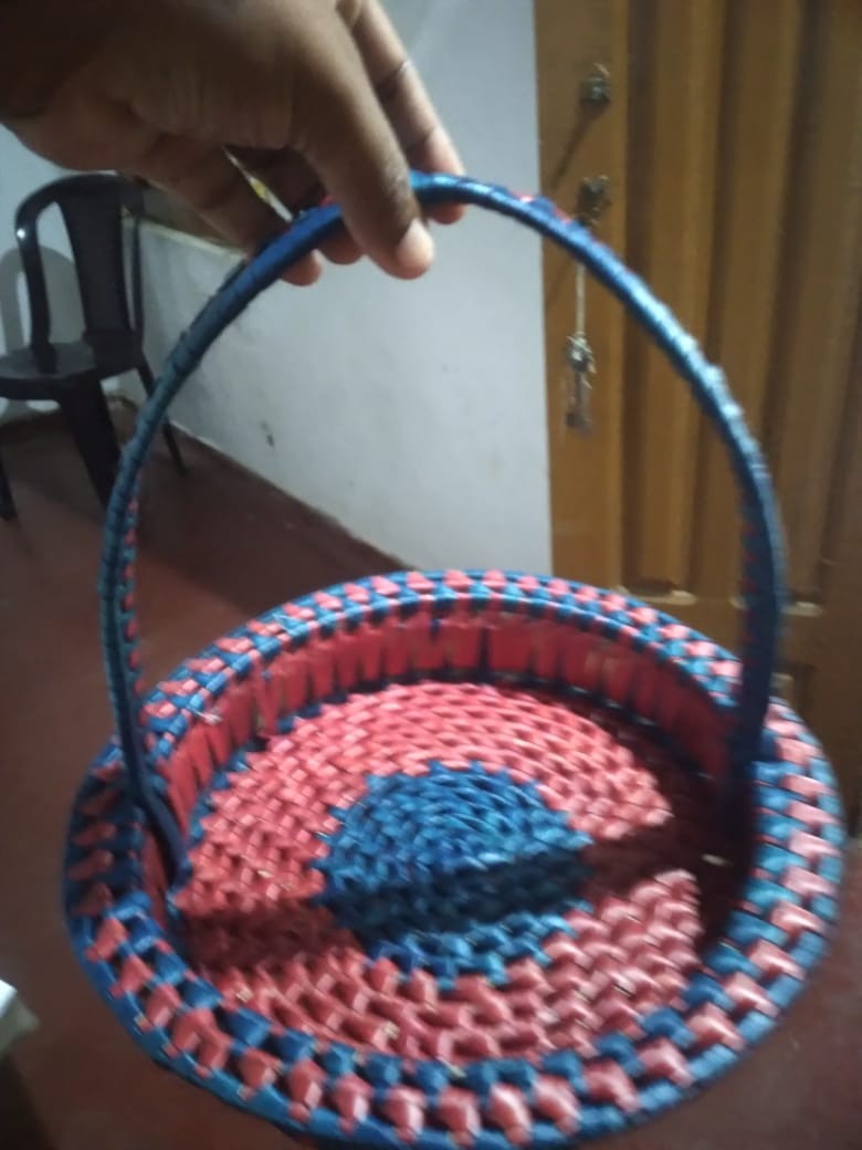 View Handwoven Palm Leaf Round Storage Basket (10" x 3") image