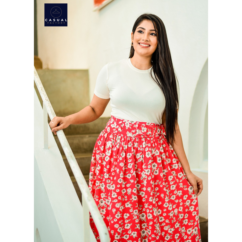 View Red Floral Skirt CF 10035 image