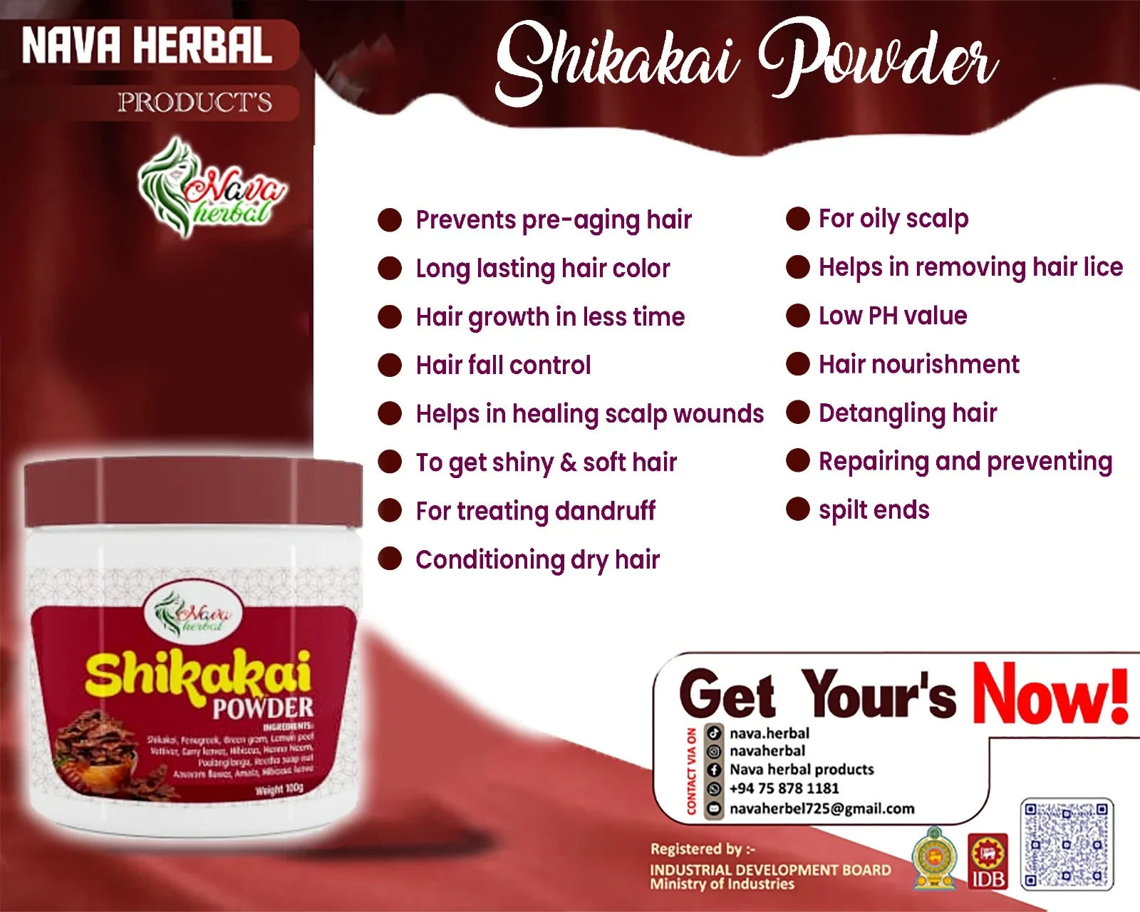 View Nava Herbal Shikakai Powder 100g – Natural Hair Cleansing & Strengthening Powder image