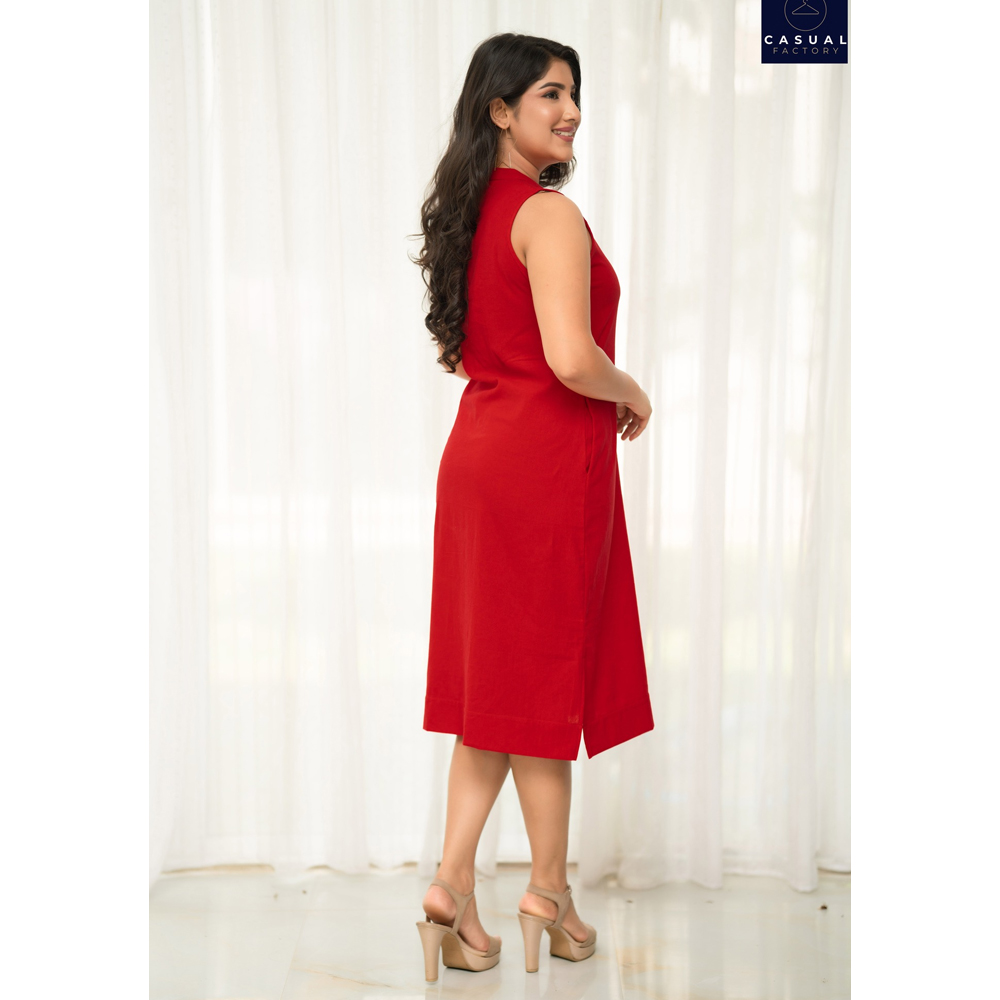 View Red Sleeveless Casual Dress  CF 10028 image