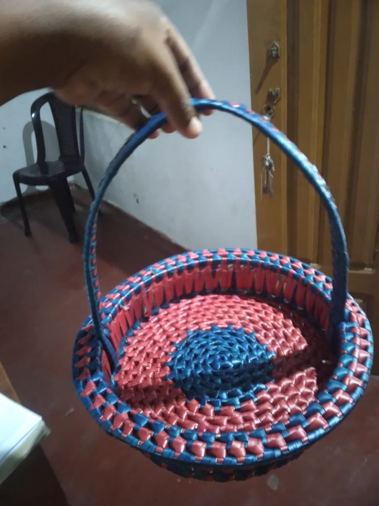 View Handwoven Palm Leaf Round Storage Basket (10" x 3") image