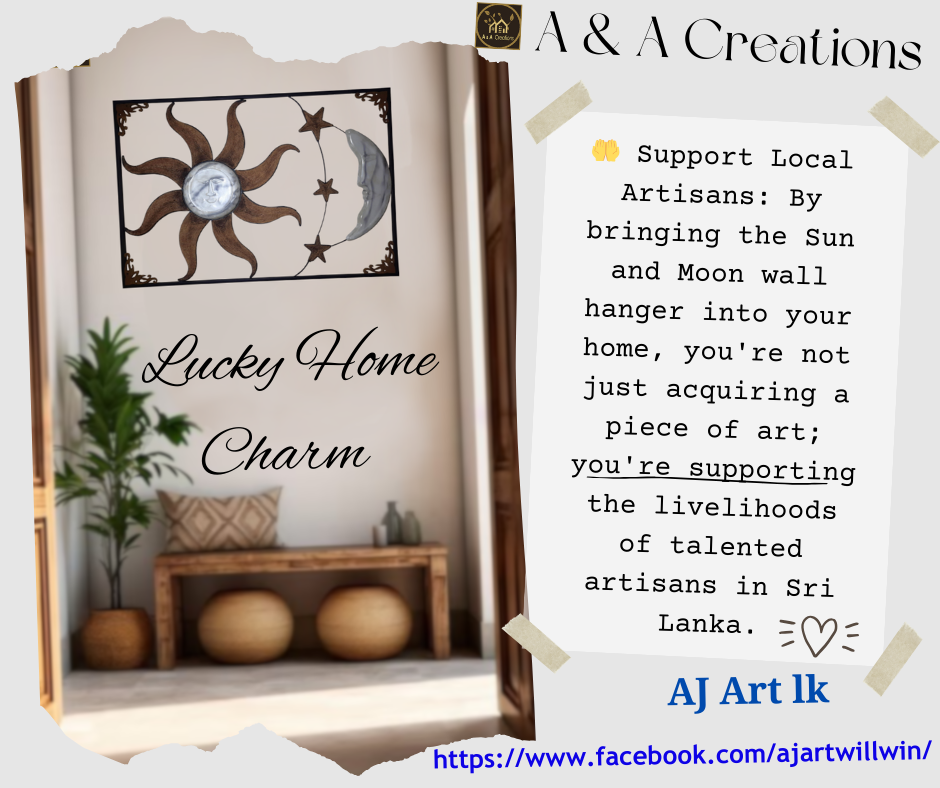 Sun and Moon Wall Hanger - A Symbol of Lucky home,Timeless Craftsmanship from the Heart of Sri Lanka!