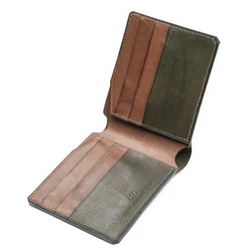 View Modern Bifold Wallet No.04 Green and Brown image