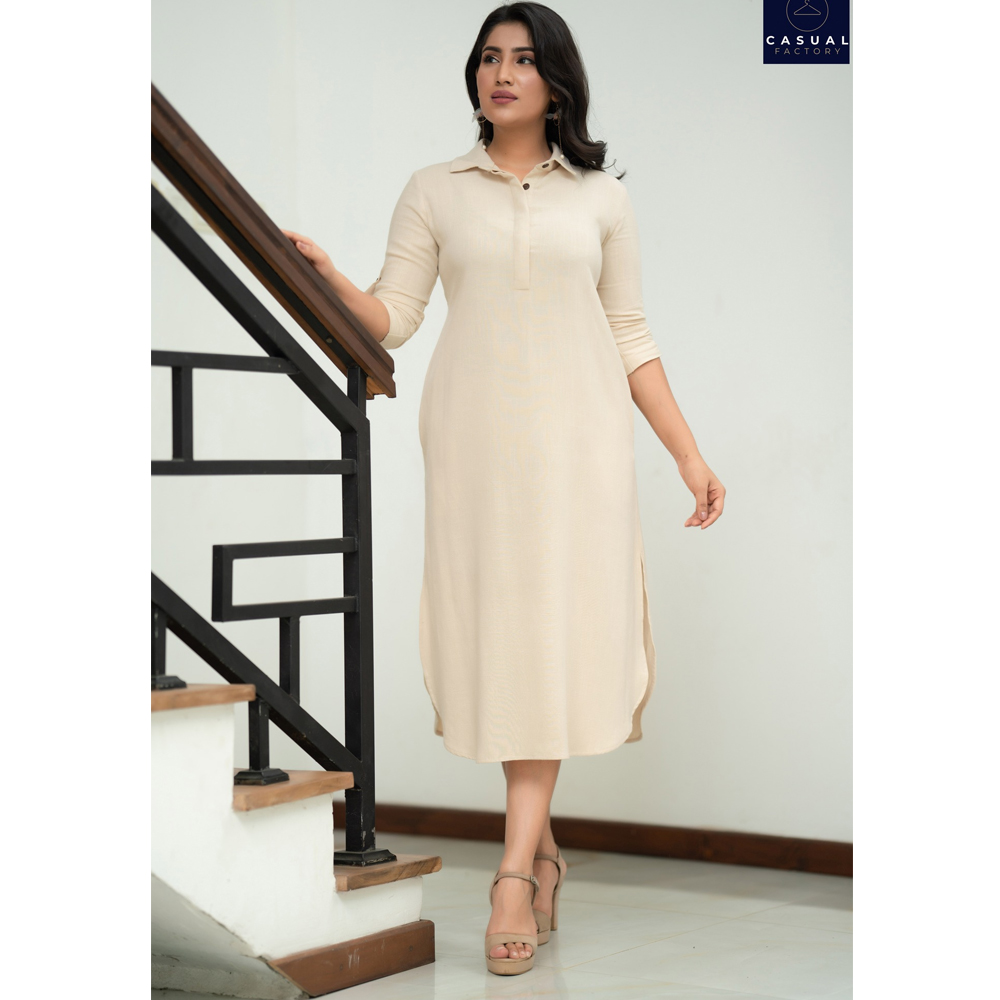 View Beige Buttoned Dress CF 10030 image
