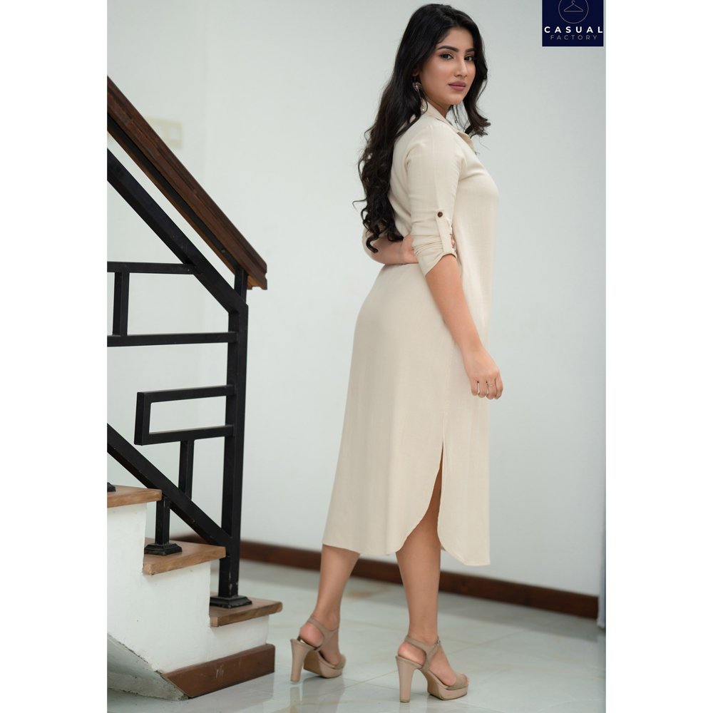 View Beige Buttoned Dress CF 10030 image