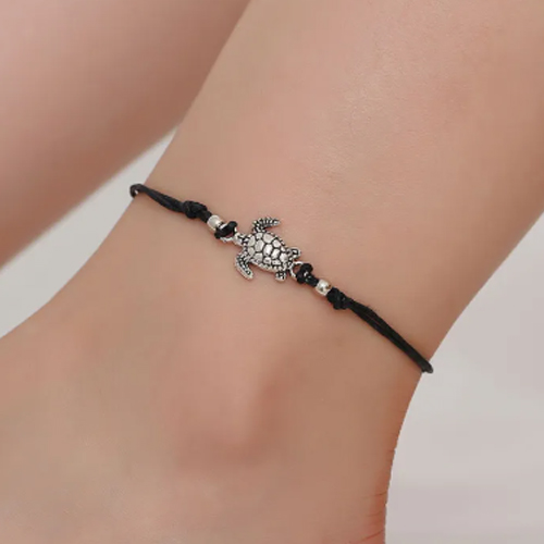 New Fashion Turtle Anklet Handmade Adjustable Turtle Beach Wax Rope Anklets Friendship Jewelry Couple Gifts