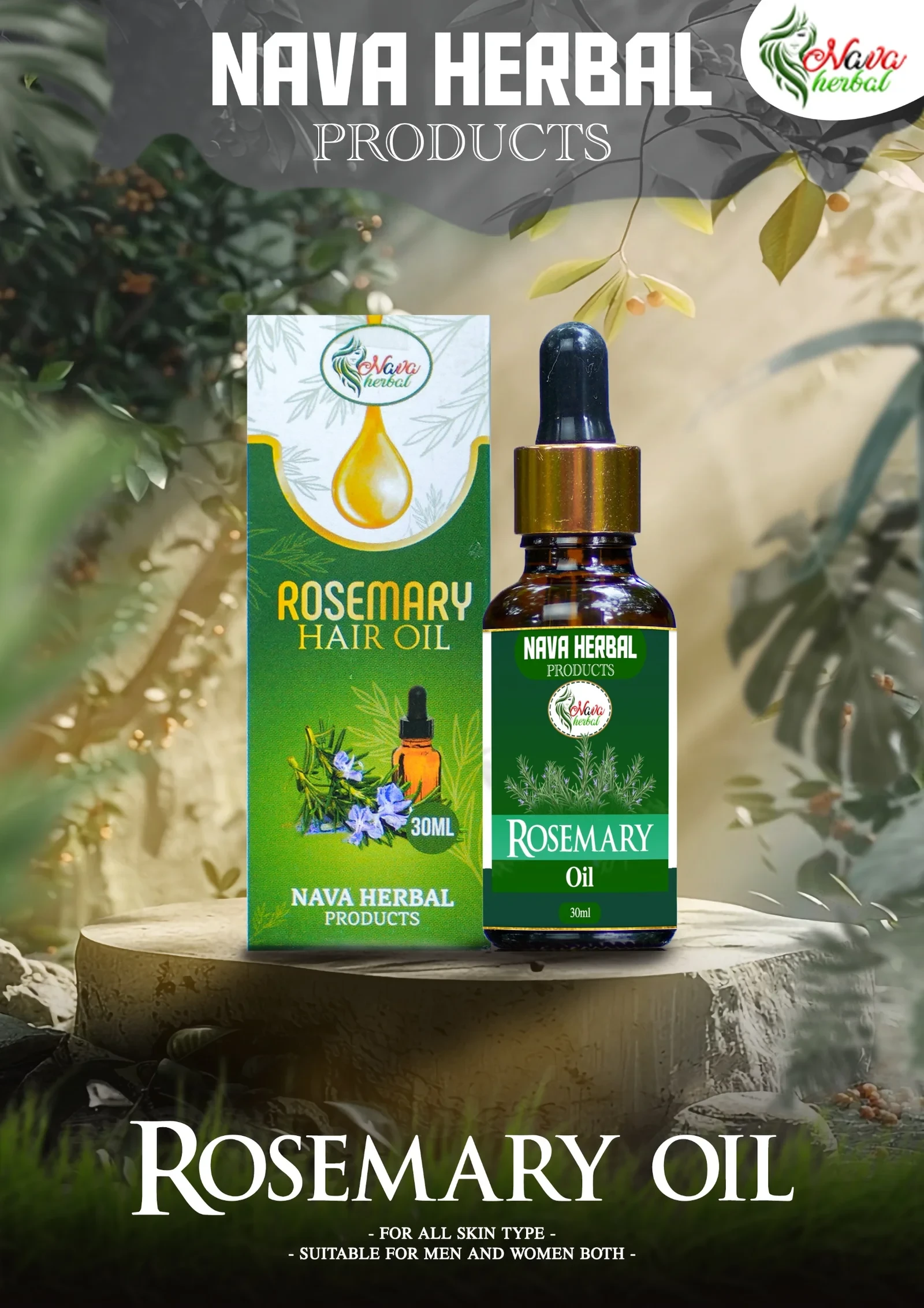 Nava Herbal Rosemary Hair Serum 30ml – Herbal Hair Strengthening & Growth Serum