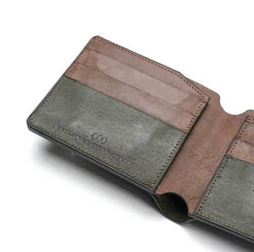 View Modern Bifold Wallet No.04 Green and Brown image