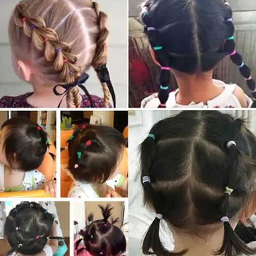 View 100 pcs Cute Elastic Hair Bands Colourful Rubber Bands For Girls Kids Ponytail Rubber Holder Head Band Child Gum Ties Braider Kids Girls Accessories image