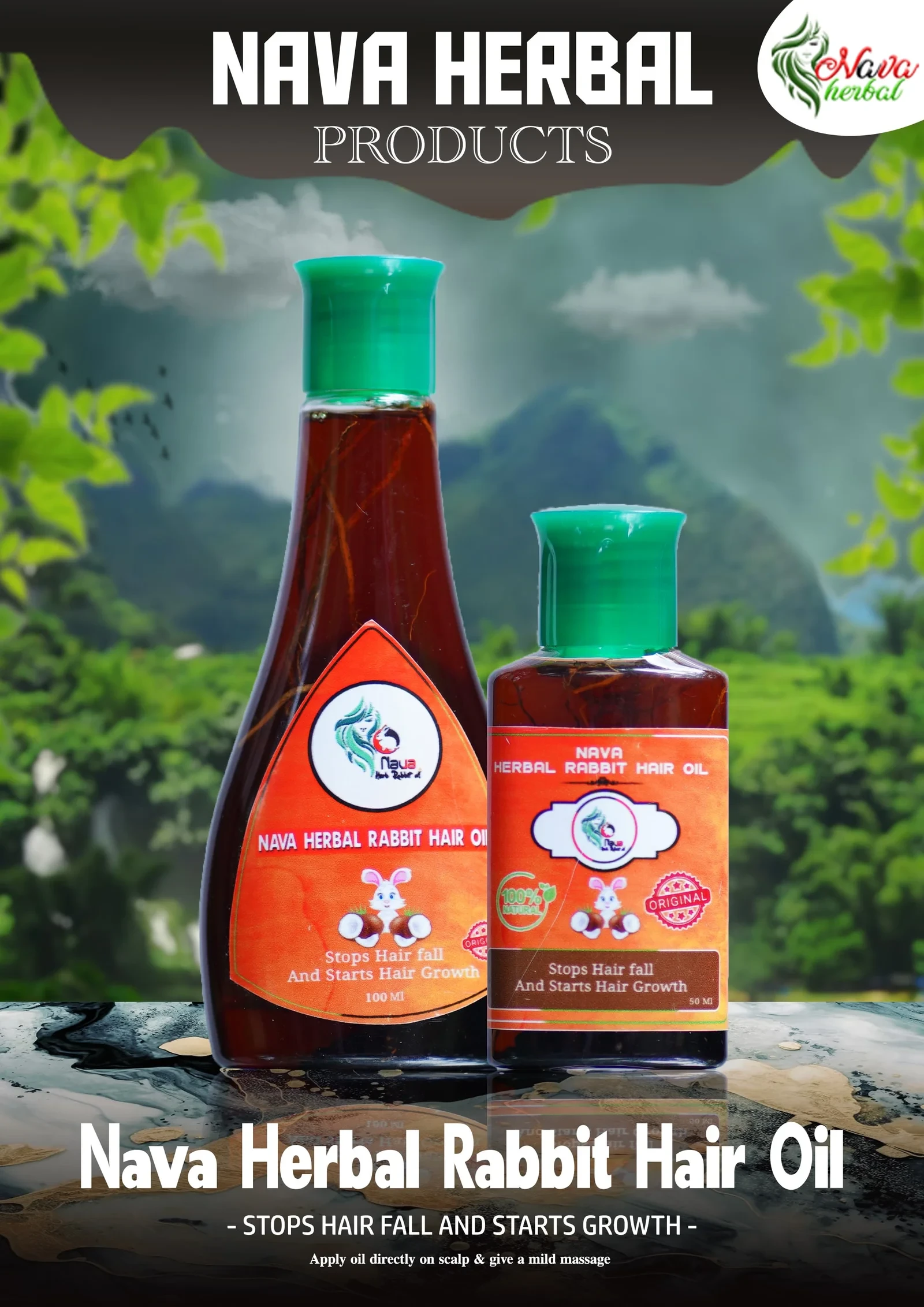 Nava Herbal Rabbit Hair Oil – Herbal Hair Growth & Root Strengthening Oil