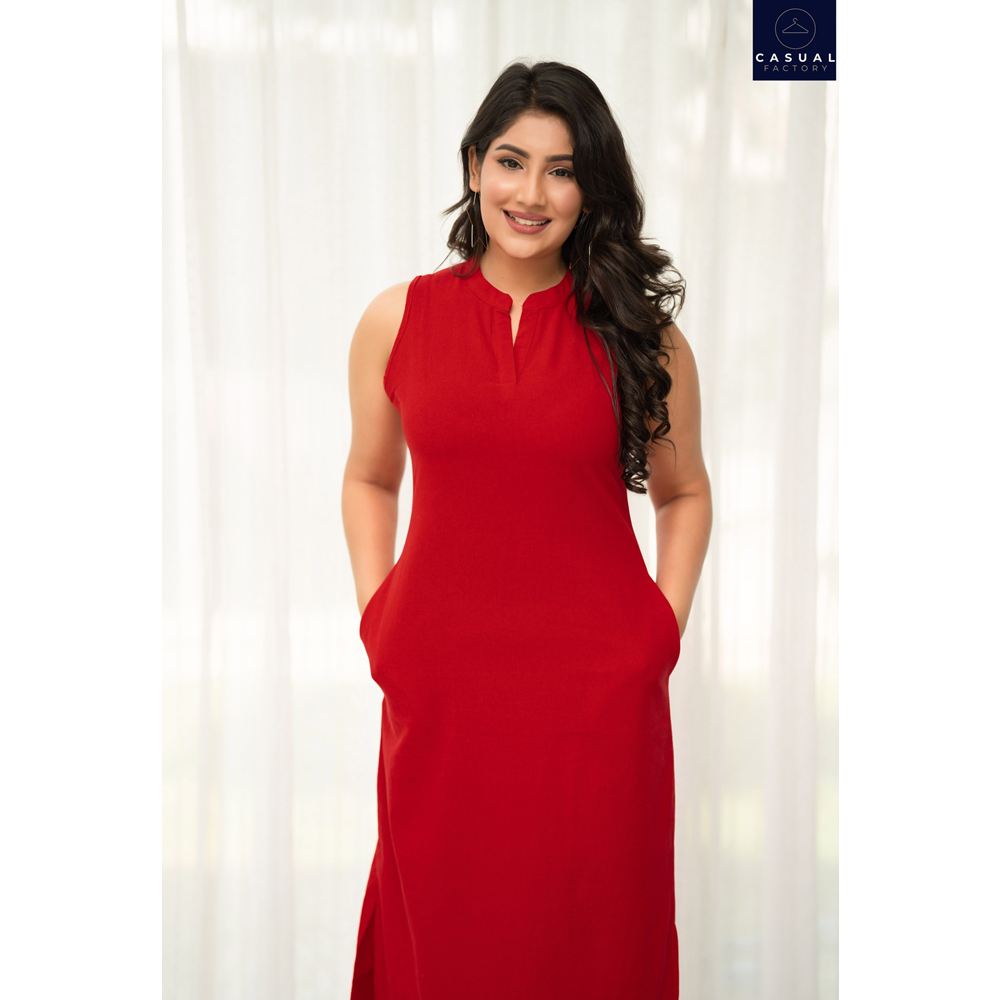 View Red Sleeveless Casual Dress  CF 10028 image