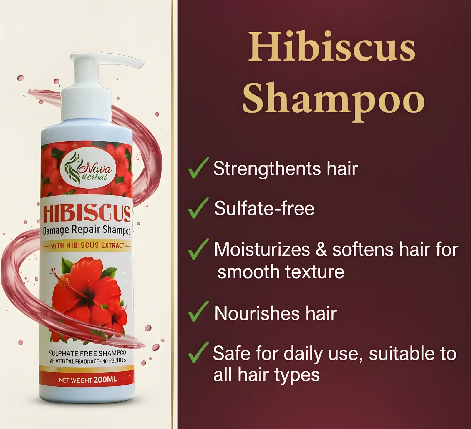 View Nava Herbal Hibiscus Shampoo – Natural Hair Nourishing & Strengthening Formula -200ml image