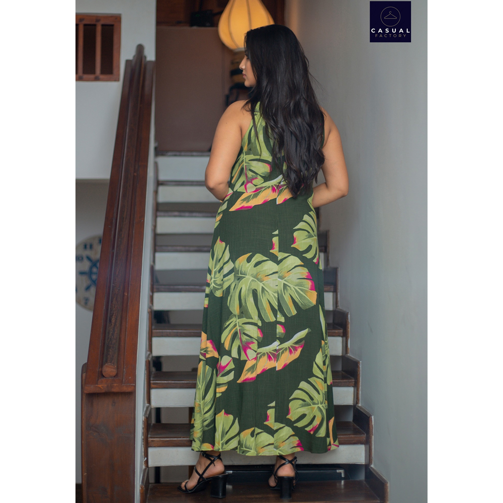 View Green Leaf Maxi Dress CF 100159GL image