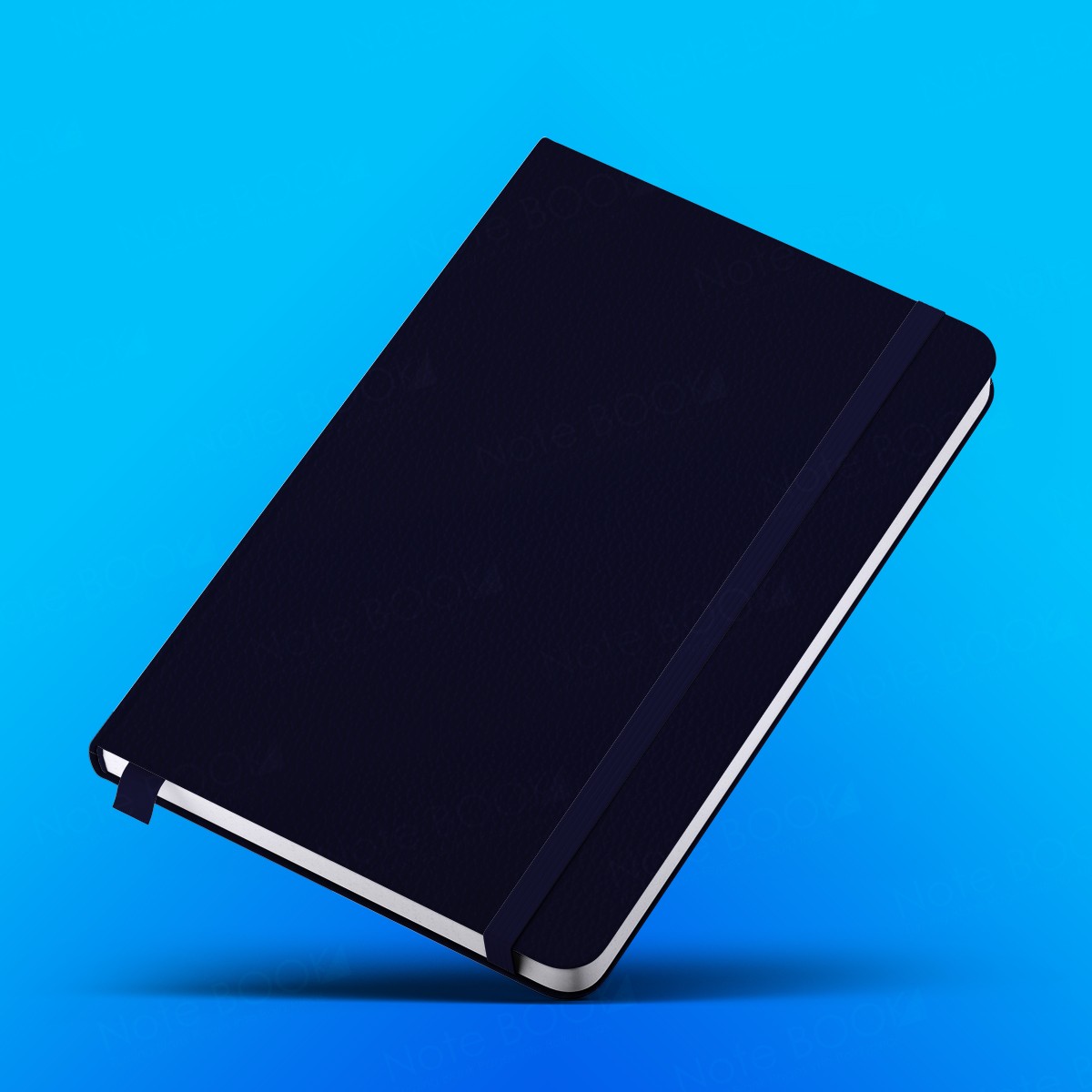 View Classic Dark Blue Leather Cover Notebook – 180 Ruled Pages image