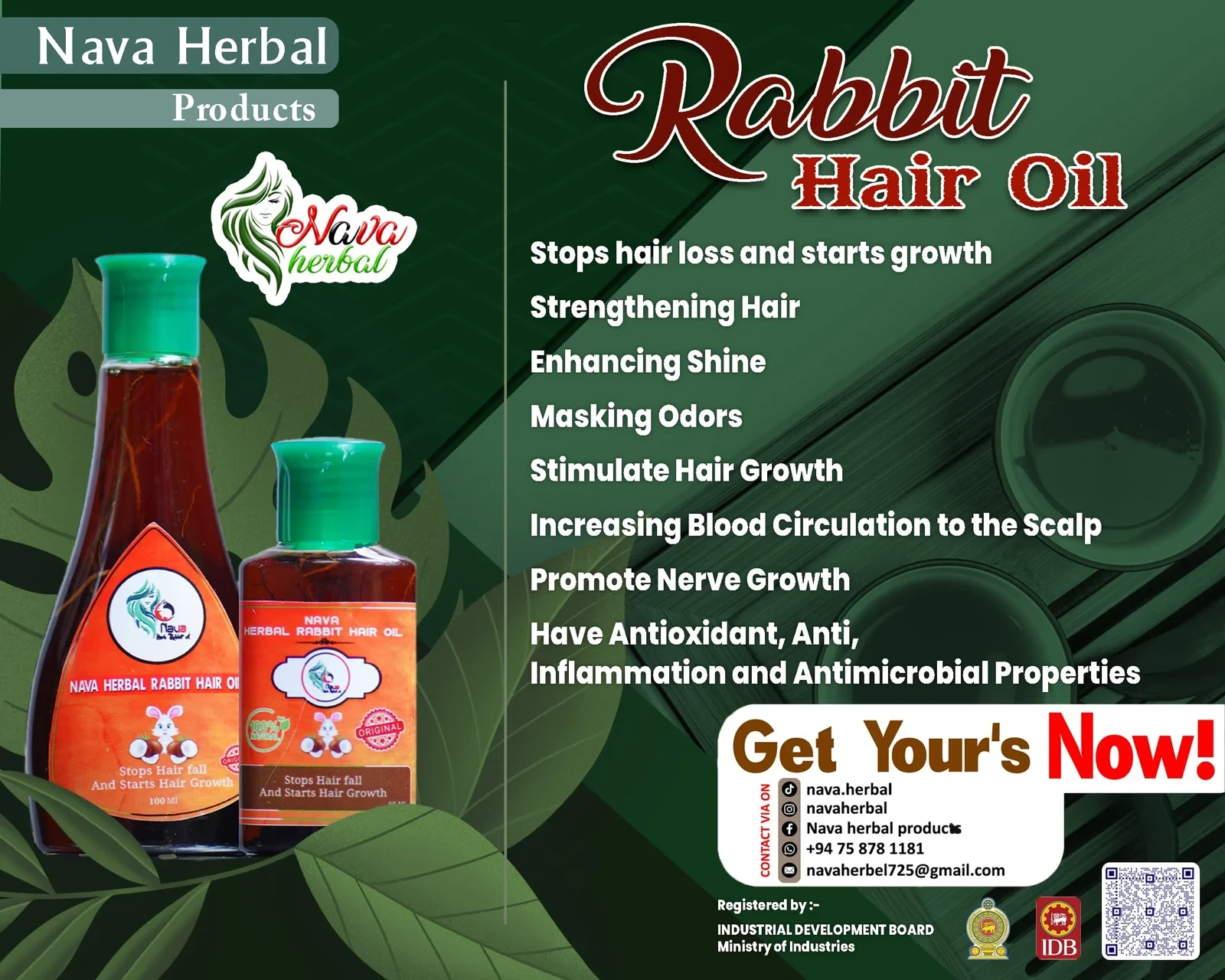 View Nava Herbal Rabbit Hair Oil – Herbal Hair Growth & Root Strengthening Oil image
